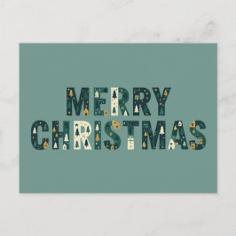 Scandinavian Merry Christmas Tree Winter Snow シーズンポストカード