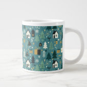 Scandinavian Merry Christmas Tree Winter Snow ジャンボコーヒーマグカップ (右)