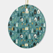 Scandinavian Merry Christmas Tree Winter Snow セラミックオーナメント (左)