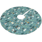 Scandinavian Merry Christmas Tree Winter Snow ブラッシュドポリエステルツリースカート (アングル)