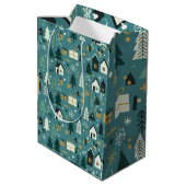 Scandinavian Merry Christmas Tree Winter Snow ミディアムペーパーバッグ (裏面アングル)
