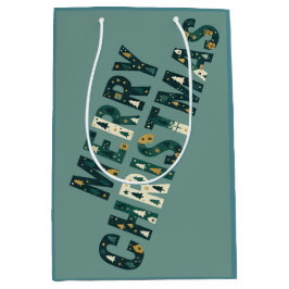 Scandinavian Merry Christmas Tree Winter Snow ミディアムペーパーバッグ