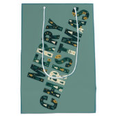 Scandinavian Merry Christmas Tree Winter Snow ミディアムペーパーバッグ (裏面)