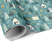 Scandinavian Merry Christmas Tree Winter Snow ラッピングペーパー (ロールコーナー)