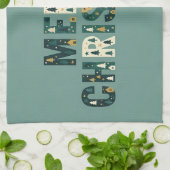 Scandinavian Merry Christmas Typography キッチンタオル (折り畳み)