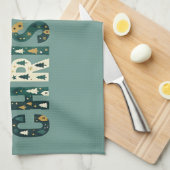 Scandinavian Merry Christmas Typography キッチンタオル (四つ折り)