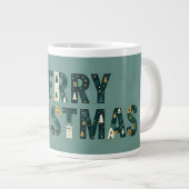 Scandinavian Merry Christmas Typography ジャンボコーヒーマグカップ (正面右)