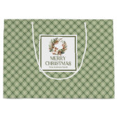 Scandinavian Minimal Christmas Gift Bag Sage Beige ラージペーパーバッグ (正面)