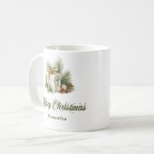 Scandinavian Minimalist Christmas Mug Custom Name コーヒーマグカップ (正面左)
