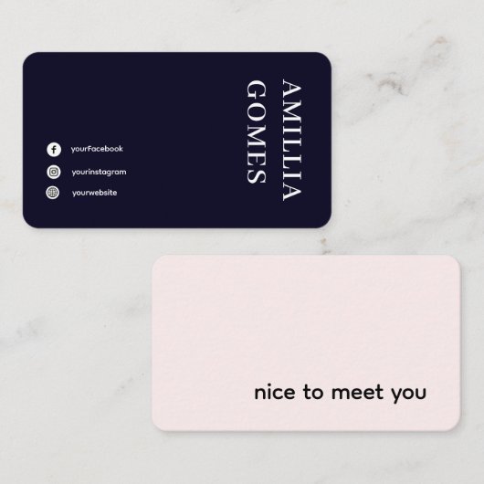 Scandinavian Navy Blue | Minimalist Professional  名刺 (正面/裏面)