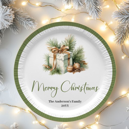 Scandinavian Neutral Christmas Personalized Dinner ペーパープレート