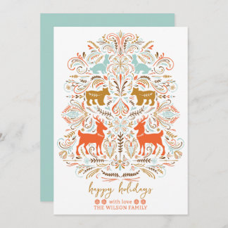 Scandinavian Nordic Folk art Fable Christmas シーズンカード