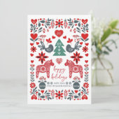 Scandinavian Nordic Folk art Fable Christmas シーズンカード (スタンド正面)