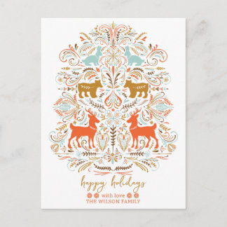 Scandinavian Nordic Folk art Fable Christmas  シーズンポストカード