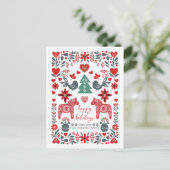 Scandinavian Nordic Folk art Fable Christmas  シーズンポストカード (スタンド正面)