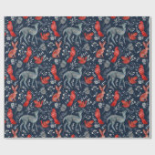 Scandinavian Nordic Folk Woodland Animals Winter ラッピングペーパー (フラット)