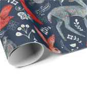 Scandinavian Nordic Folk Woodland Animals Winter ラッピングペーパー (ロールコーナー)