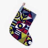 Scandinavian or retro style graphic pattern. Hand- スモールクリスマスストッキング (正面 (吊り時))