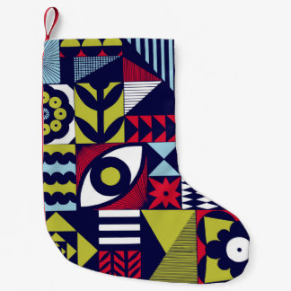 Scandinavian or retro style graphic pattern. Hand- スモールクリスマスストッキング