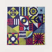 Scandinavian or retro style graphic pattern. Hand- タペストリー (正面(横))