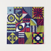 Scandinavian or retro style graphic pattern. Hand- タペストリー (正面)