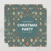 Scandinavian Ornament Christmas Party Invitation 招待状 (正面/裏面)