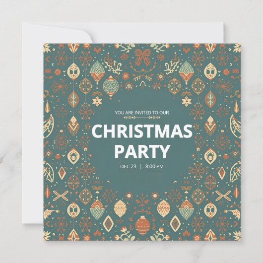 Scandinavian Ornament Christmas Party Invitation 招待状 (正面)