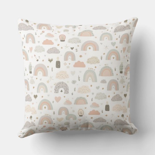 Scandinavian Pastel Baby Throw Pillow クッション (裏面)