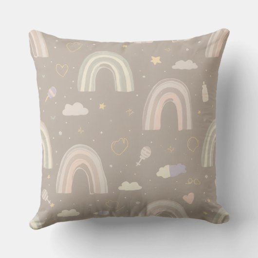 Scandinavian Pastel Nursery Pillow | Soft Rainbows クッション (裏面)