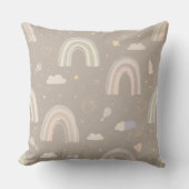Scandinavian Pastel Nursery Pillow | Soft Rainbows クッション (正面)