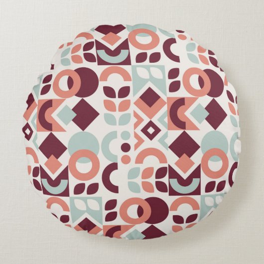 Scandinavian pattern design. Simple modern retro b ラウンドクッション (正面)