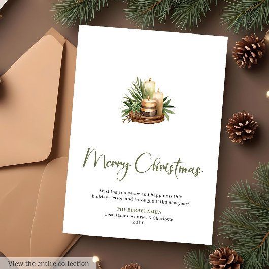 Scandinavian Pine Wreath Printable Christmas Card シーズンカード