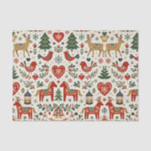 Scandinavian Red and Green Folk Christmas Pattern 薄葉紙 (正面)