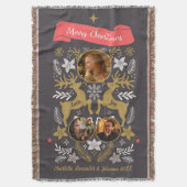 Scandinavian Reindeer 3 Photo Family Keepsake スローブランケット (正面縦)