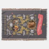 Scandinavian Reindeer 3 Photo Family Keepsake スローブランケット (正面)