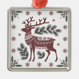 Scandinavian Reindeer Christmas Ornament メタルオーナメント