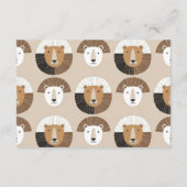 Scandinavian Safari Lion Baby Showe Diapper Raffle エンクロージャーカード (裏面)