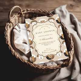 Scandinavian Safari Lion Baby Shower 招待状