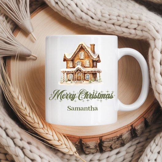 Scandinavian Script Christmas Mug Custom Name コーヒーマグカップ