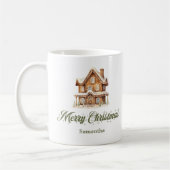 Scandinavian Script Christmas Mug Custom Name コーヒーマグカップ (左)