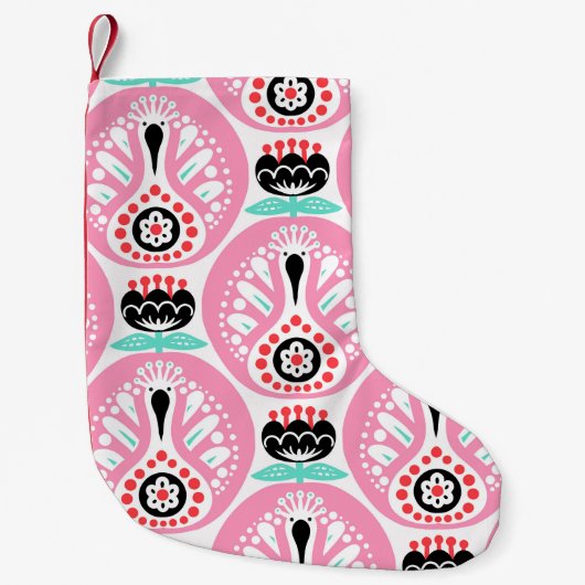 Scandinavian seamless folk art pattern with cute b スモールクリスマスストッキング (正面)