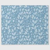 Scandinavian Soft Blue Leaf White Floral Pattern ラッピングペーパー (フラット)