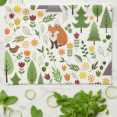 Scandinavian Style Illustrations on Cream Pattern キッチンタオル (折り畳み)