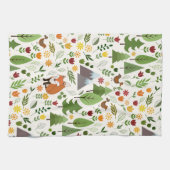 Scandinavian Style Illustrations on Cream Pattern キッチンタオル (横)