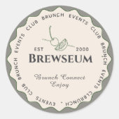 Scandinavian Style Minimal Café Resto Logo Sticker ラウンドシール (正面)