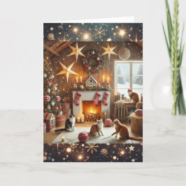 Scandinavian-themed Christmas card featuring cats サンキューカード