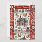 Scandinavian Village Nordic Art Christmas Cottage  シーズンカード (正面)