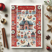 Scandinavian Village Nordic Art Christmas Cottage  シーズンカード