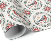 Scandinavian Vintage Christmas Folk Art Pattern ラッピングペーパー (ロールコーナー)