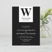 Scandinavian Wedding Monogram Black 招待状 (スタンド正面)